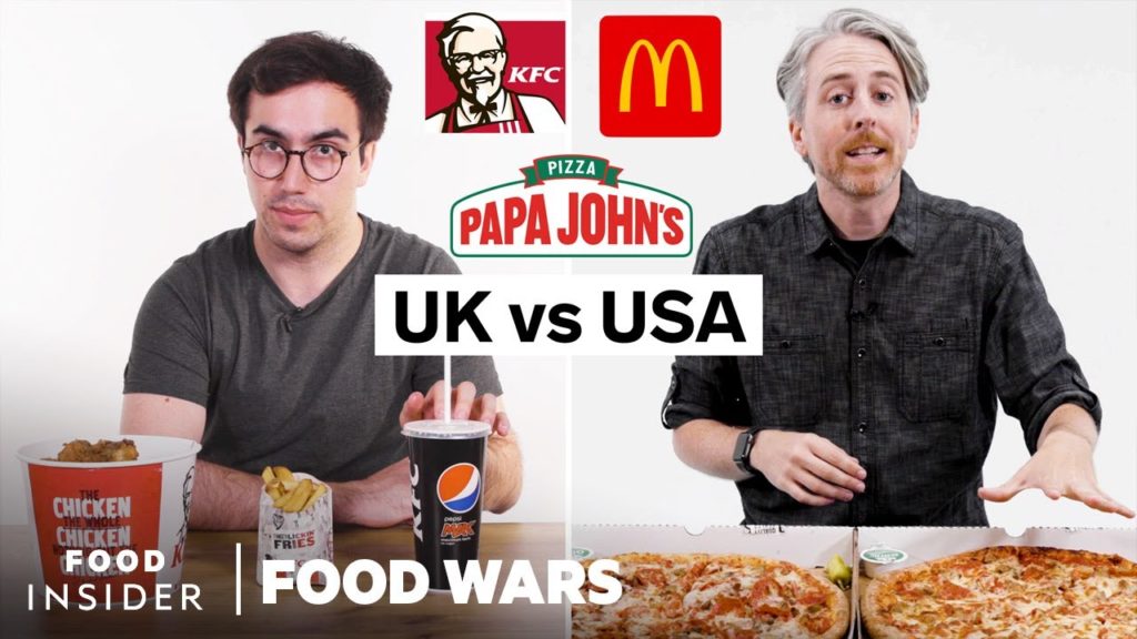 US vs UK Highest Calories (KFC, McDonald’s, Papa John’s) | Food Wars