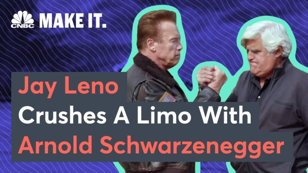Jay Leno And Arnold Schwarzenegger Crush A Limo In A Tank