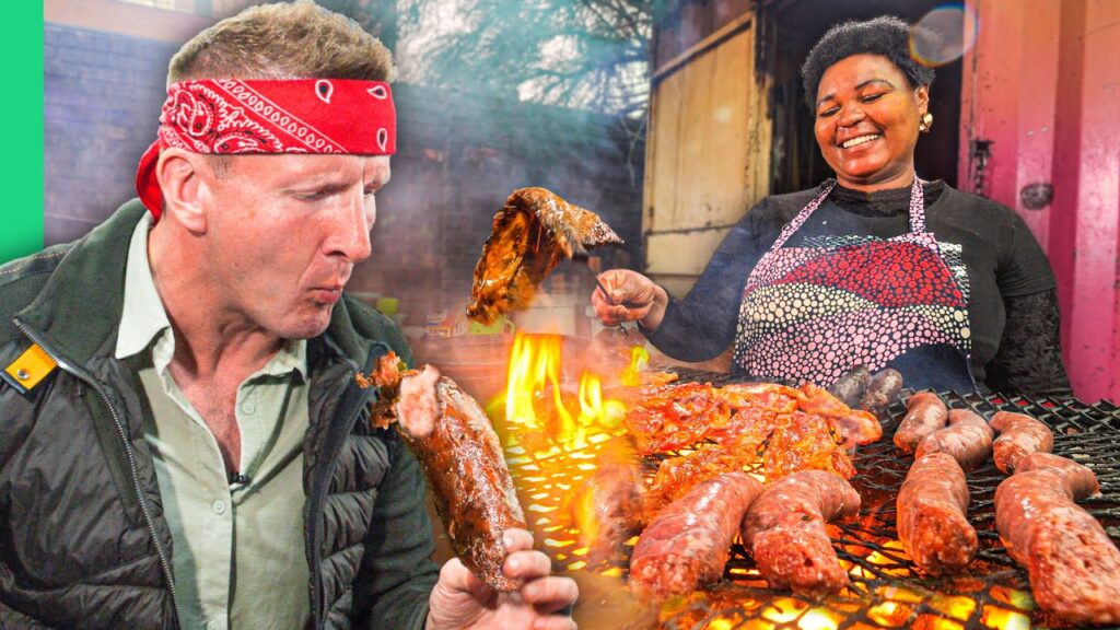 South Africa Street Food in Johannesburg!! Braai, Bread and Beef Head!!